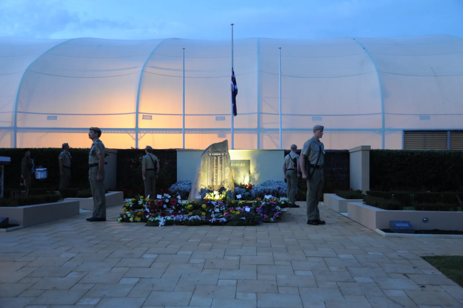 SAS Memorial Rock and Wreath close up